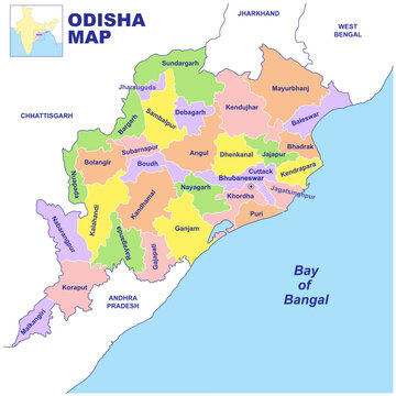 Odisha map vector illustration
