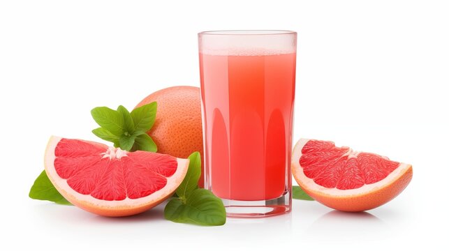 Grapefruit juice with slices of fresh grapefruit, a refreshing and tangy citrus drink.