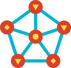 Corporate structure of company hierarchy. Relationship between production elements, business process organization flat symbol. Simple flat color icon isolated on white background