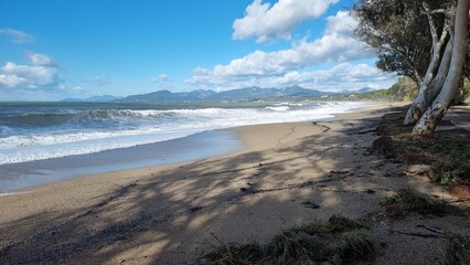 preveza mytikas huge waves on the beach in winter season greece