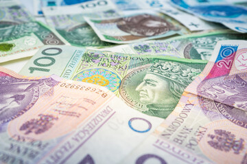 Polish zloty banknote background currency