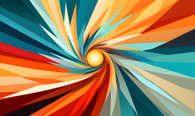 arrow art apk android, in the style of pop art flat colors, turquoise and amber, spiral vortex patterns, dark red and light orange
