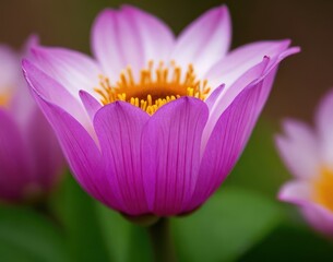 Fototapeta premium Purple lotus flower with green leaf background, selective focus.