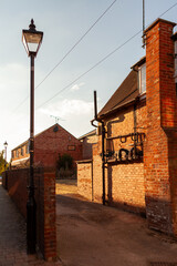 Traditional English Brick Village Houses In Alcester, Warwickshire, England