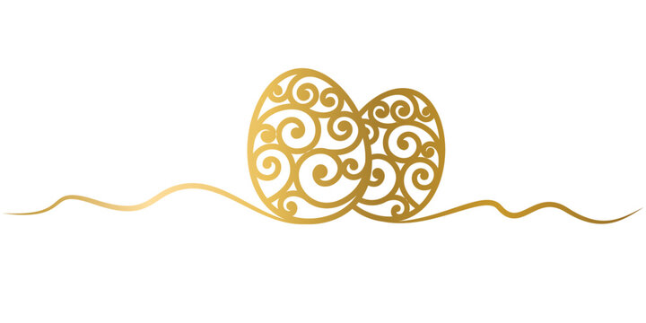 
line art of easter eggs in gold color