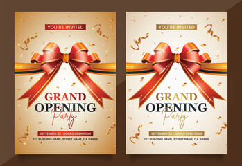 Grand Opening Flyer Template, Realistic Grand Opening Invitation