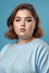 Fototapeta premium American Plus Size Model Wearing Makeup , Makeup Shoot With Curvy Woman