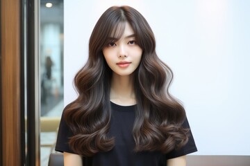 wave korean hairstyle. Generative AI - obrazy, fototapety, plakaty