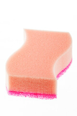 Obraz premium Close up of pink dish scrubbing pad isolated white background