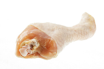 Close up of raw Chicken Leg isolated on white background