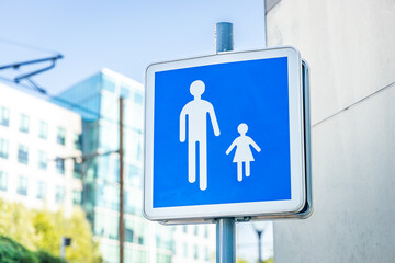 Pedestrian area sign on a street of Paris, France