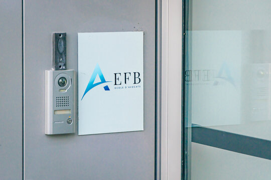 EFB Law school sign at the entrance of the building in a street of Issy-les-Moulineaux, France 