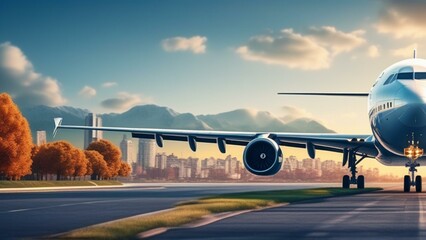 travel airplane landing in beautiful city cinematic wallpaper