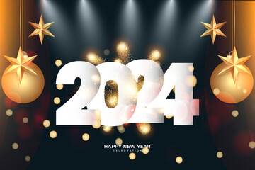 happy new year 2024 celebration background with firework