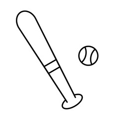 Baseball bat and baseball ball icon set. Baseball club. Vector.