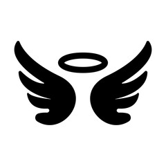 Angel halo and angel wings silhouette icon. Vector. - obrazy, fototapety, plakaty