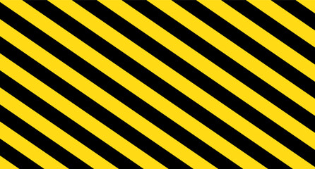 Yellow and black warning diagonal striped background. Vector.