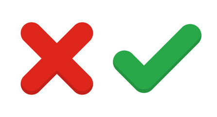 Obraz premium Cross and check icons set. Sign of choice. Vector.