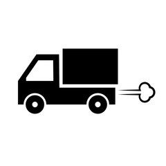 Driving truck silhouette icon. Vector.