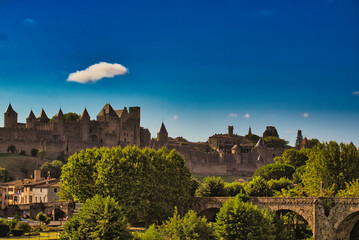CARCASSONNE, THE MOST BEAUTIFUL MEDIEVAL CITY IN EUROPE - obrazy, fototapety, plakaty