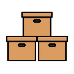 Stacked cardboard box icon. Vector.