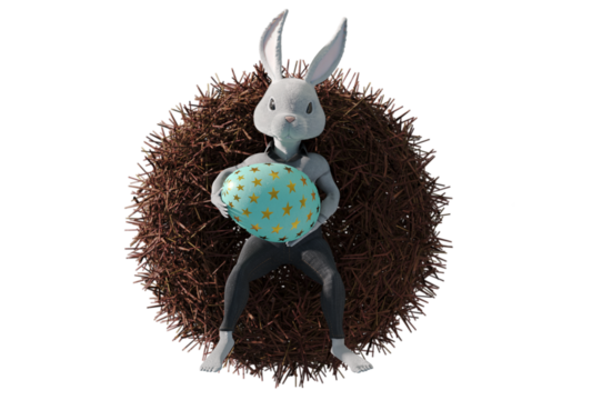 3D IllustrationHappy Easter greeting card with cute white bunny