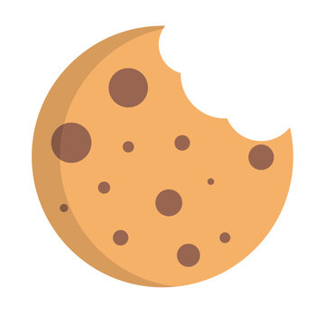 Flat design chocolate chip cookie icon. Vector.