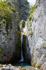 pyrenees french south mountain waterfall natural rock stone and vegetation fall water fall landscape
