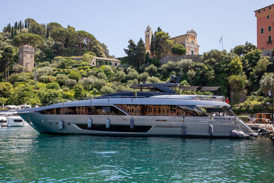 luxury yacht boats in portofino beach port in italy