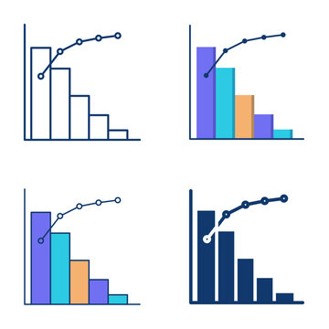 Pareto chart and principle icon set