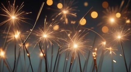 glowing sparkler on blurred background, happy new year background, happy New Year background with glowing sparklers