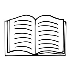 book open icon. sketch hand drawn doodle style. vector, minimalism, monochrome. learning, knowledge, story, reading, fairy tale.