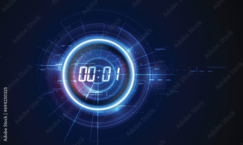 Poster abstract futuristic technology background with digital number timer concept and countdown, vector tr