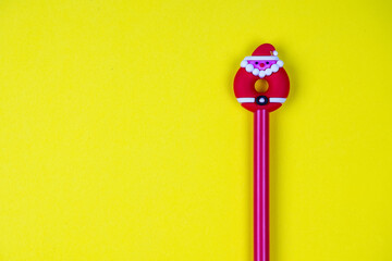 Christmas themed decorate isolated on yellow background.Christmas concept.