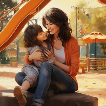 mother and daughter in a playground