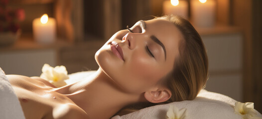 Obraz na płótnie Canvas Young woman relaxing in spa salon Beauty treatment