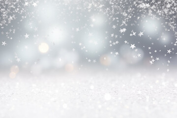 Naklejka premium serene of gently falling snowflakes against a background adorned with glittering stars