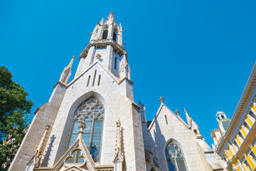Basilica made by white stone in Gothic style