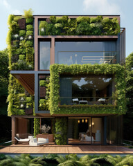 building in the city with green wall