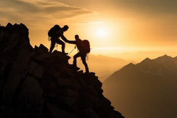 Peoples  climbing and helping  each others, team work , success business concept