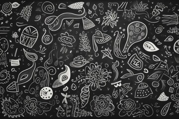 Naklejka premium Back to school doodles in chalkboard background