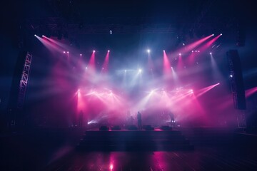Fototapeta na wymiar Conncert stage with spotlights and smoke