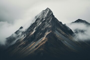 Obraz premium Mountain peak covered in fog or mist