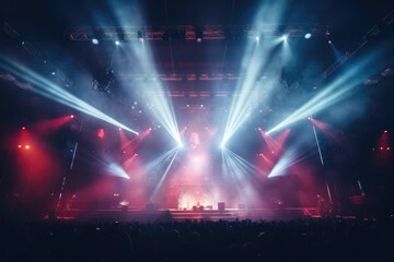Conncert stage with spotlights and smoke