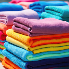 Fototapeta na wymiar stack of colorful towels
