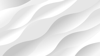 Couche de chevauchement d'arrière-plan abstrait géométrique blanc 3D sur un espace lumineux avec décoration de vagues. Concept de style de découpe d'élément de conception graphique moderne minimaliste - obrazy, fototapety, plakaty