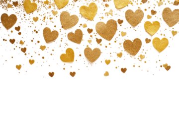 heart shaped confetti on  transparent background