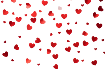heart shaped confetti on  transparent background