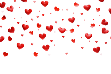 heart shaped confetti on transparent background