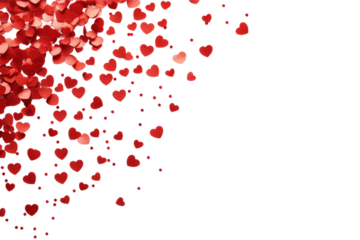heart shaped confetti on  transparent background